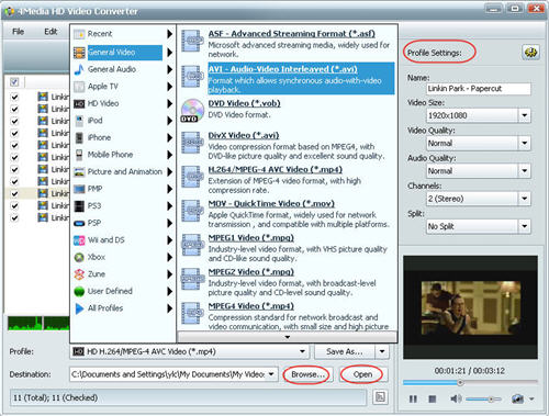 How to convert H.264 to AVI video