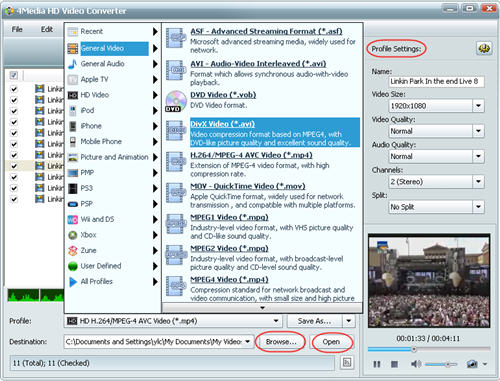 How to convert H.264 to DivX video