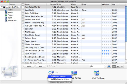 Transfer music on Mac to iPod